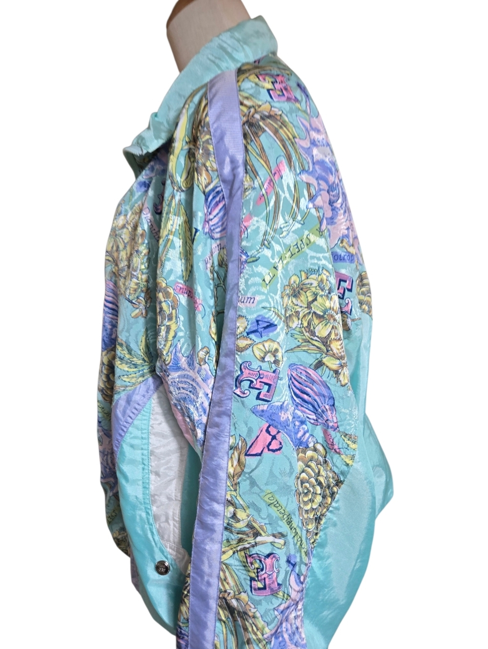 Clipper Bay Vintage Grandma Aqua Pastel Floral Track Suit Jacket & Pants - Picture 8 of 11